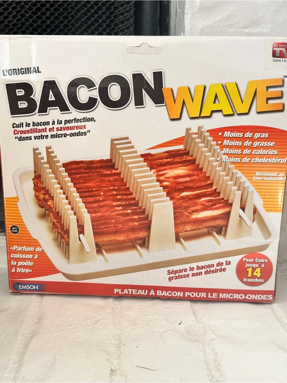 Emson Bacon Wave Microwave Bacon Tray Original Box Made In 1995 New